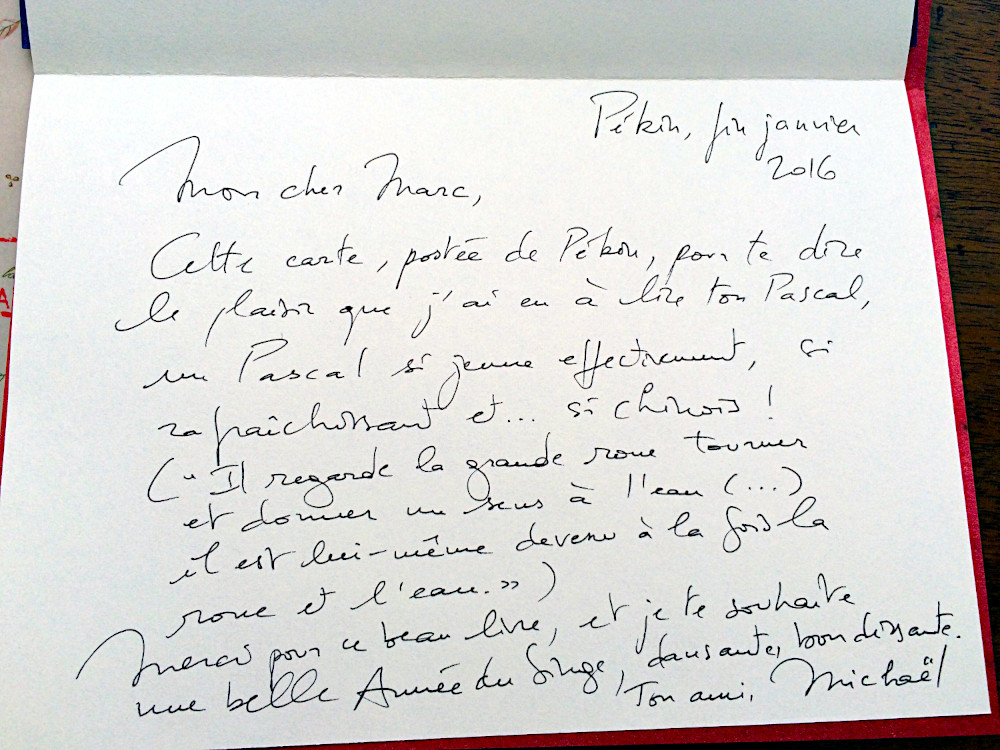 Lettre de Michal Ferrier, 2016