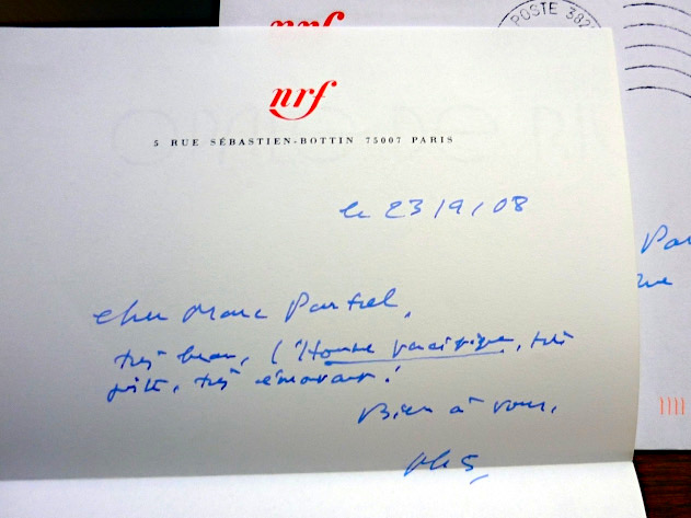 Lettre de Philippe Sollers, 2008